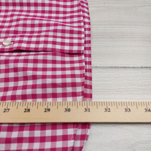 Charles Tyrwhitt Shirt Mens XL Pink Gingham Check Non Iron Slim Fit Preppy Dad - Picture 6 of 6